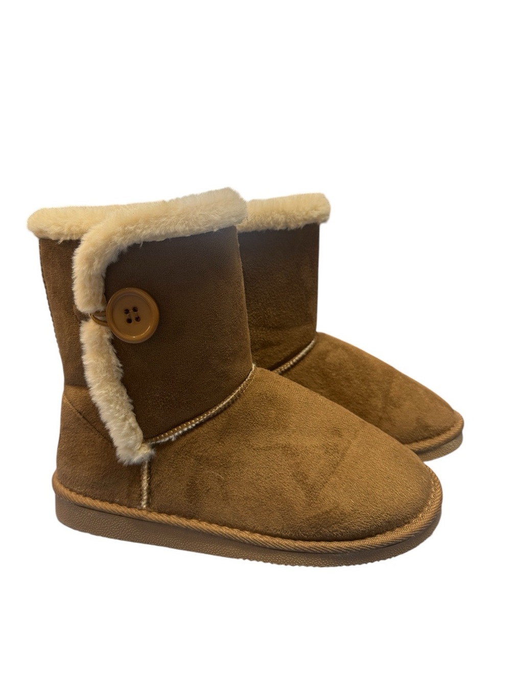 Chestnut Faux Shearling Buttoned Booties
